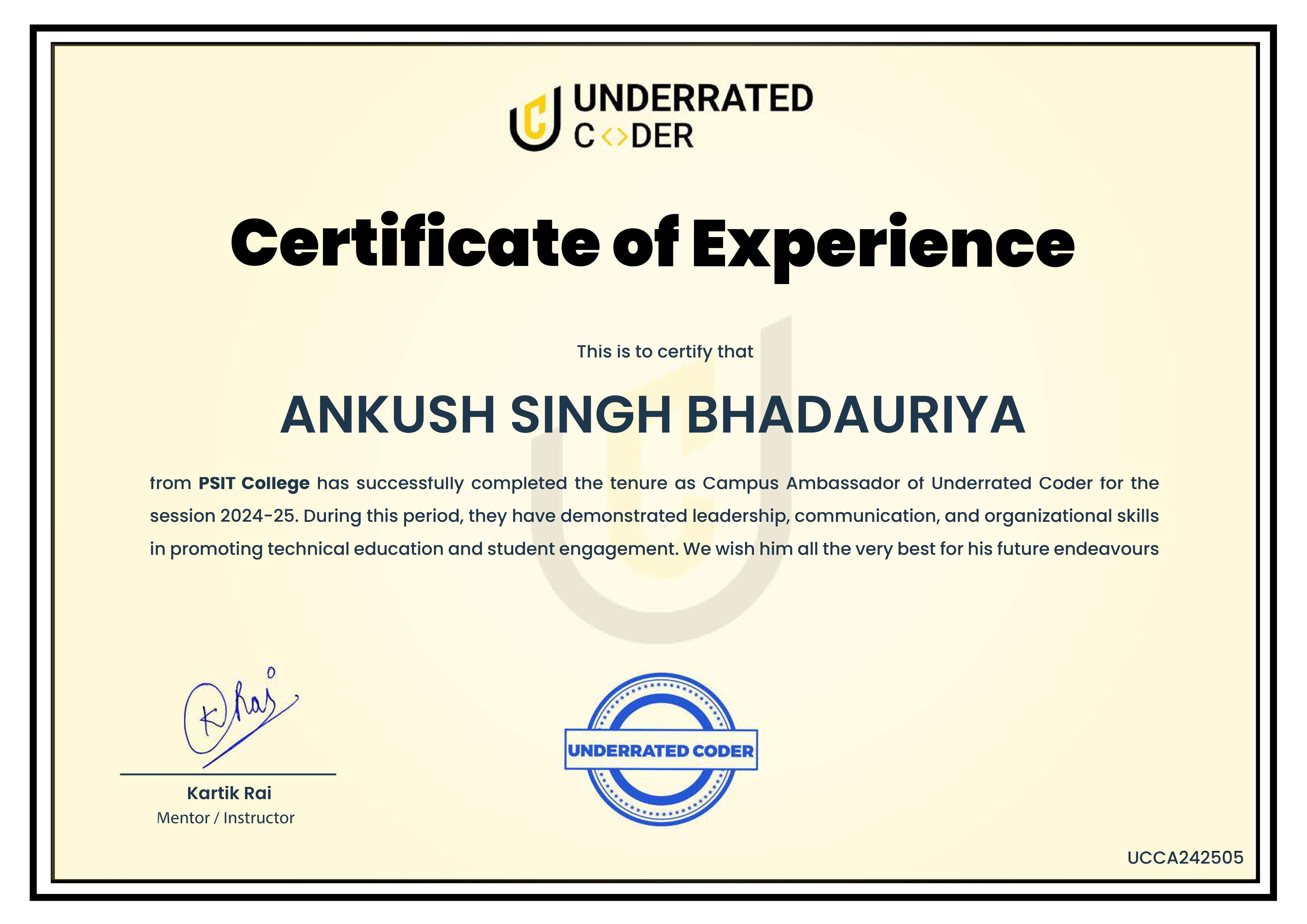 Campus Ambassador Certificate